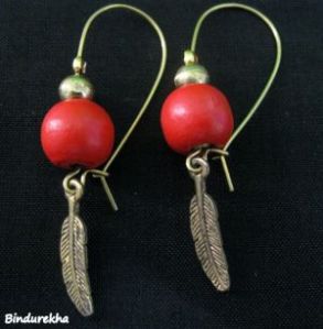 2936-30161-1417546529283-Bindu-Rekha-Red-Wooden-Beads-Small-Metal-Leaf-Earrings